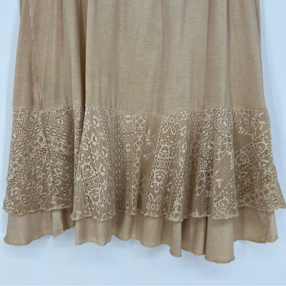 POL Womens Sleeveless Tank Top Camisole Beige Neutral Lace Ruffle Adjustable NEW - Picture 9 of 13